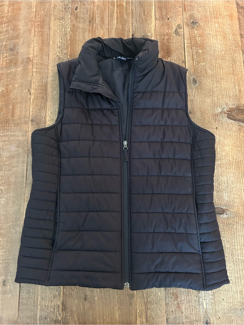 Lands End Women's Black Quilted Puffer Vest - Sleeveless Jacket Large